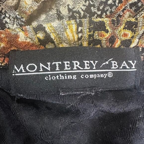 90s MONTEREY BAY Black Gold Paisley V Neck Long Sleeve Top Womens M READ Whimsy - Picture 4 of 5